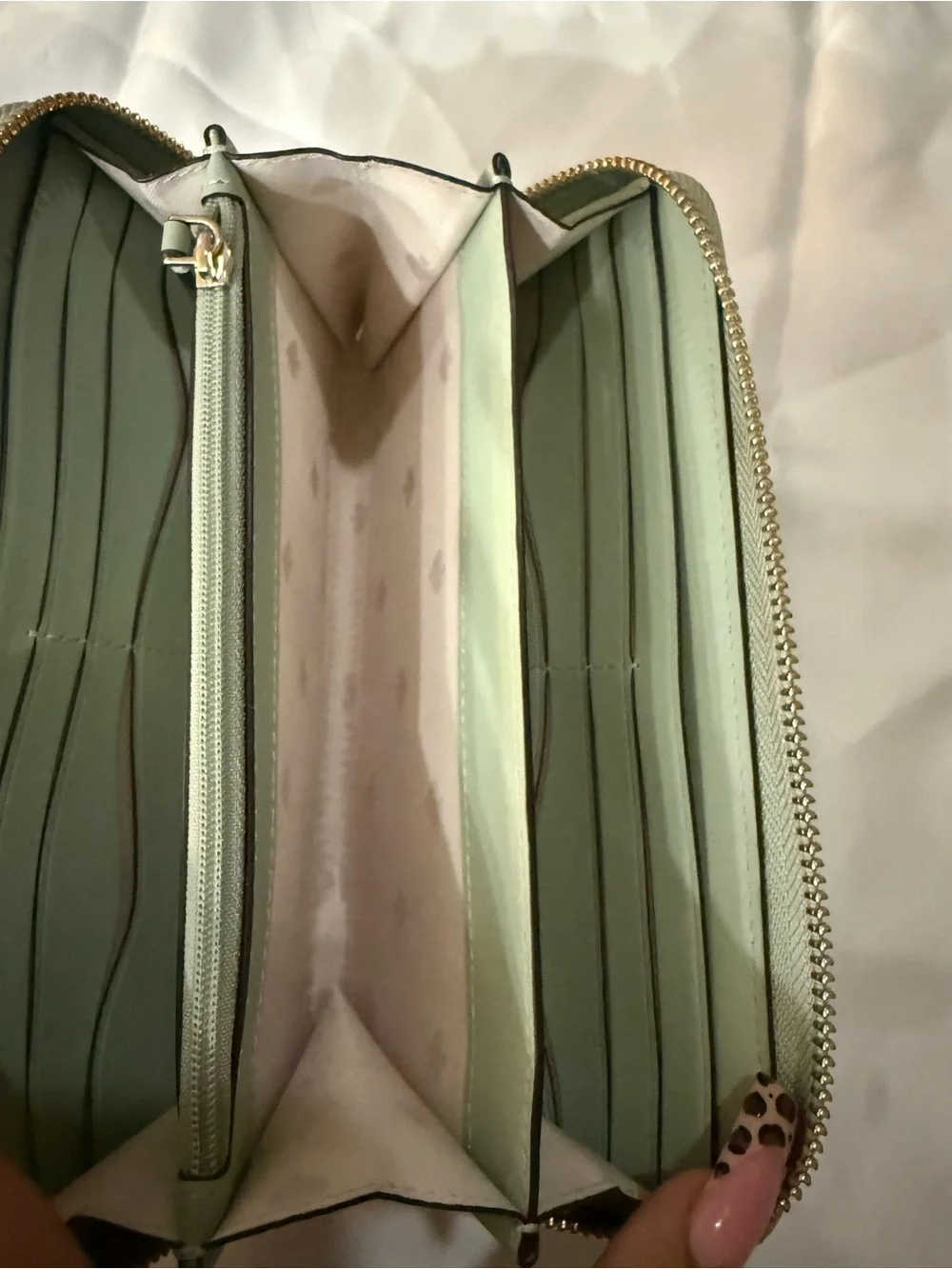 kate spade Pale Mint Zip-Around Leather Wallet